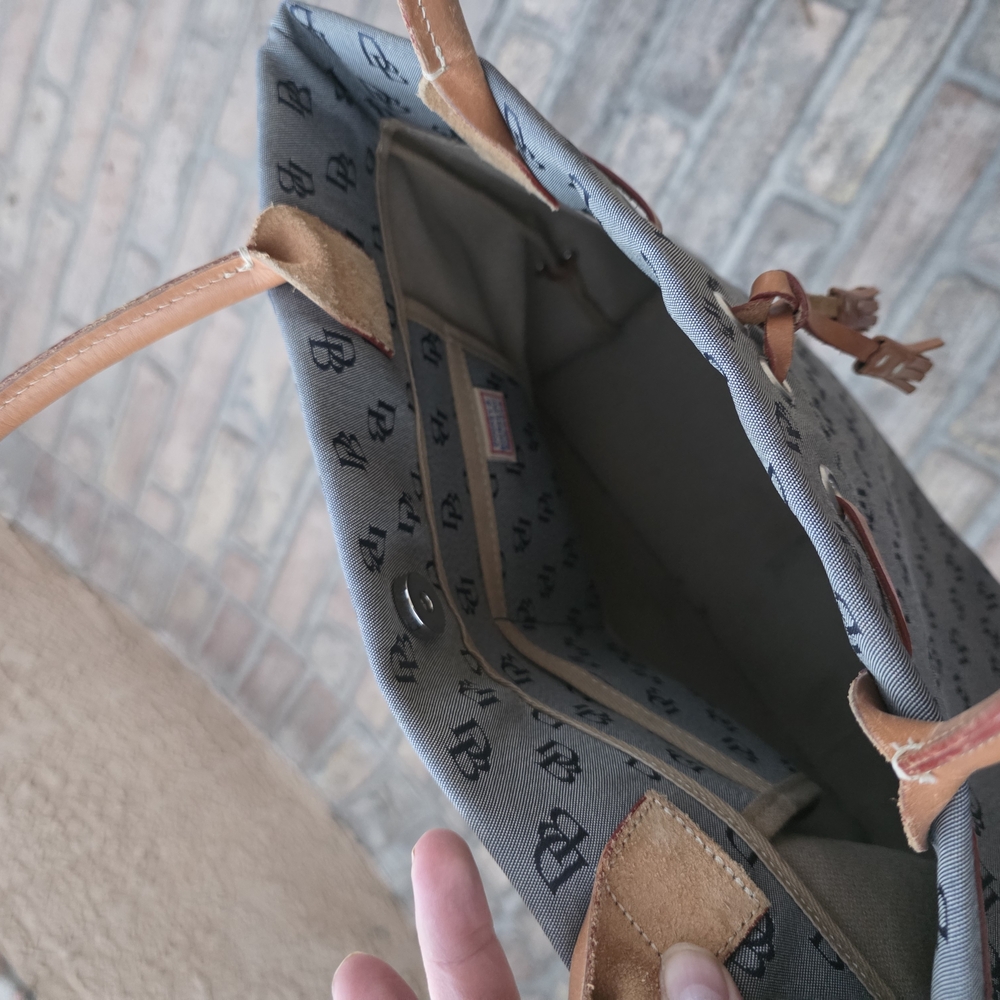 Dooney & Bourke Gray and Brown Tote Bag with Leather Trim - Picture 3 of 7